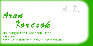aron korcsok business card