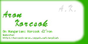 aron korcsok business card